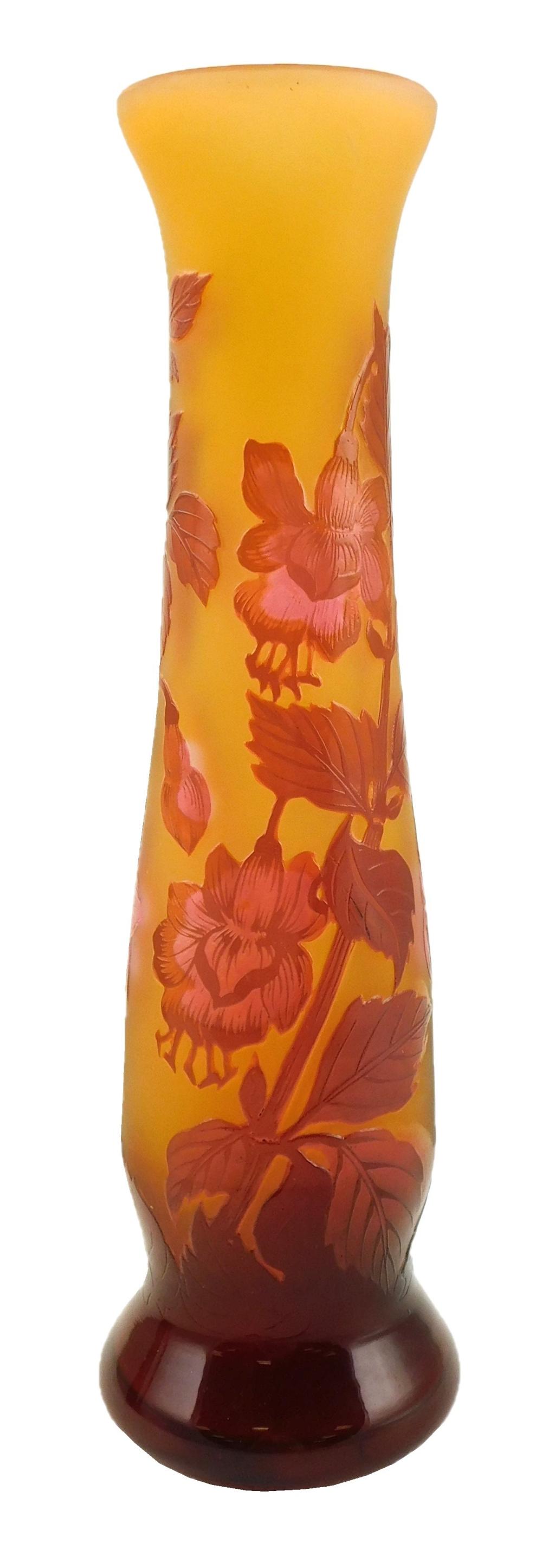 GLASS: GALLE CAMEO GLASS VASE,