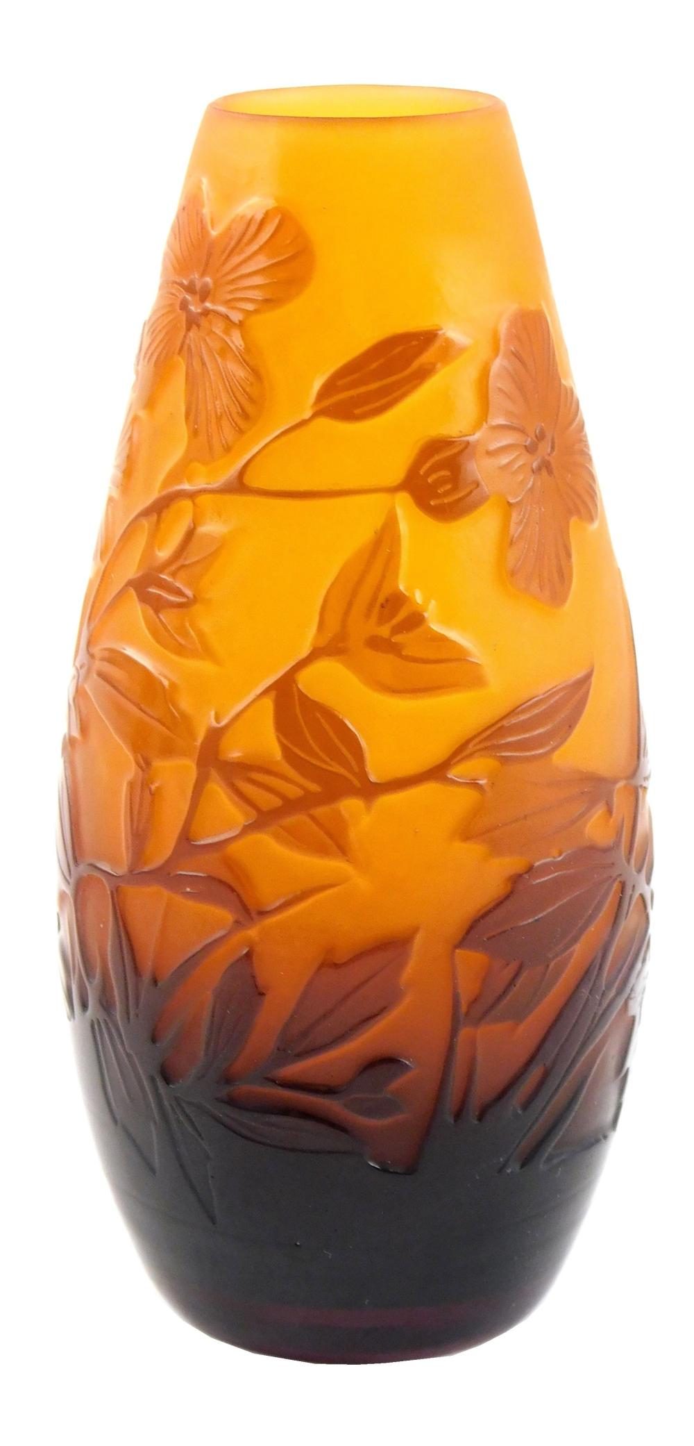 GLASS: GALLE CAMEO GLASS VASE,