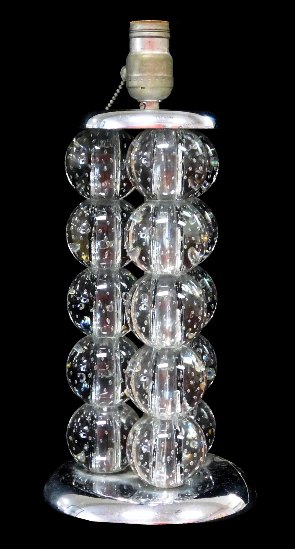 LAMP: THREE COLUMN ART GLASS LAMP,