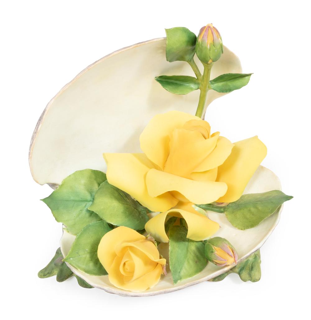 BOEHM PORCELAIN YELLOW ROSE IN OYSTER