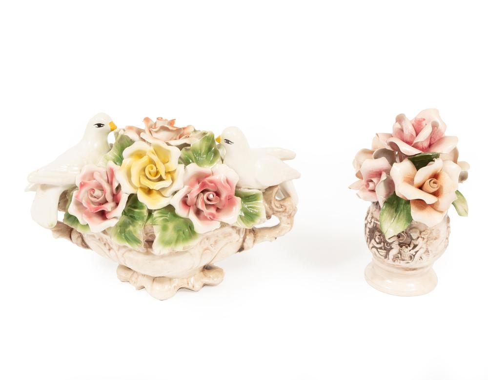 CAPODIMONTE POLYCHROME PORCELAIN FLORAL