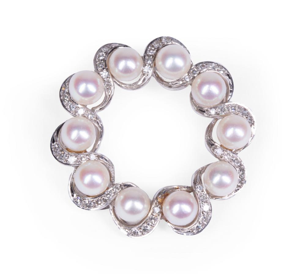 14 KT WHITE GOLD PEARL AND DIAMOND 2e2fcf