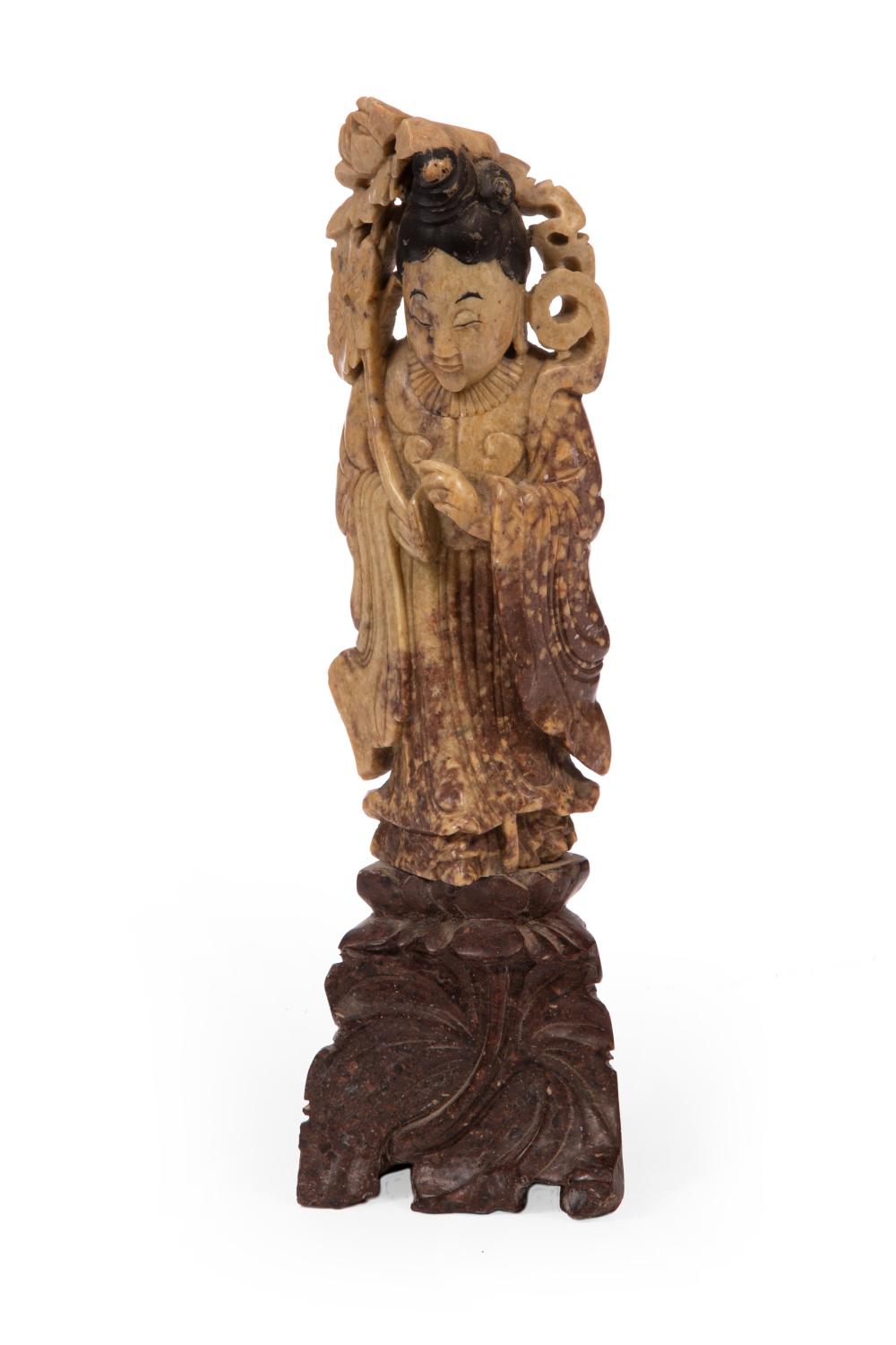 CHINESE SOAPSTONE FIGURE OF A STANDING