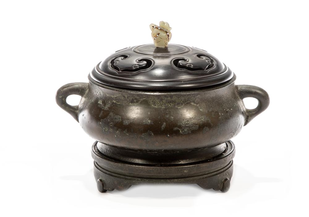 CHINESE BRONZE CENSER ON STANDChinese