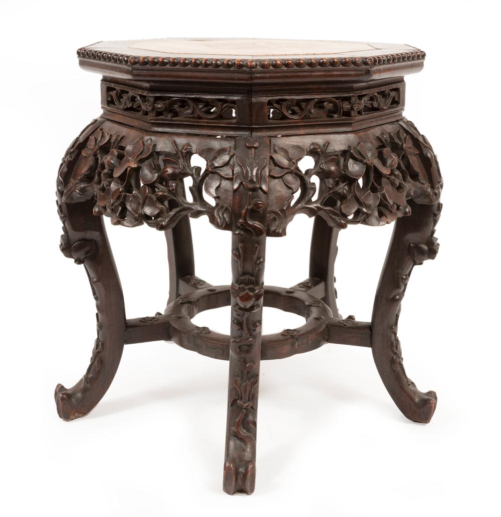 CHINESE CARVED HARDWOOD TABOURET 2e30b3