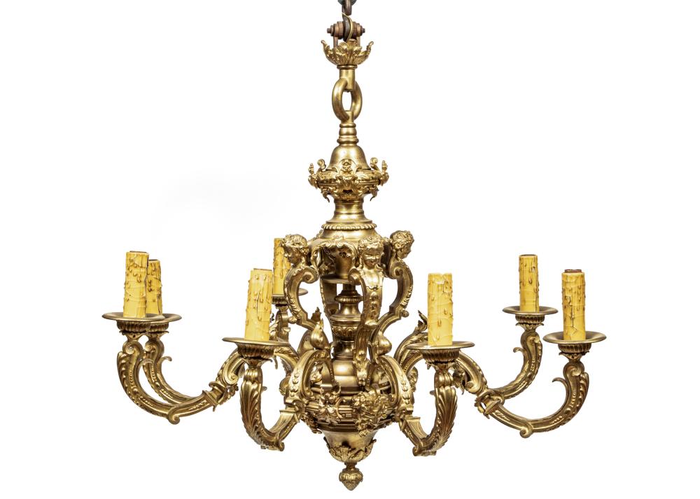 NEOCLASSICAL-STYLE BRONZE EIGHT-LIGHT