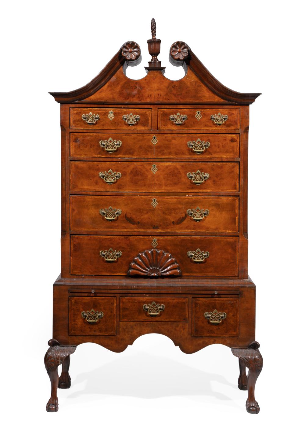 CHIPPENDALE STYLE INLAID AND BURL 2e3175