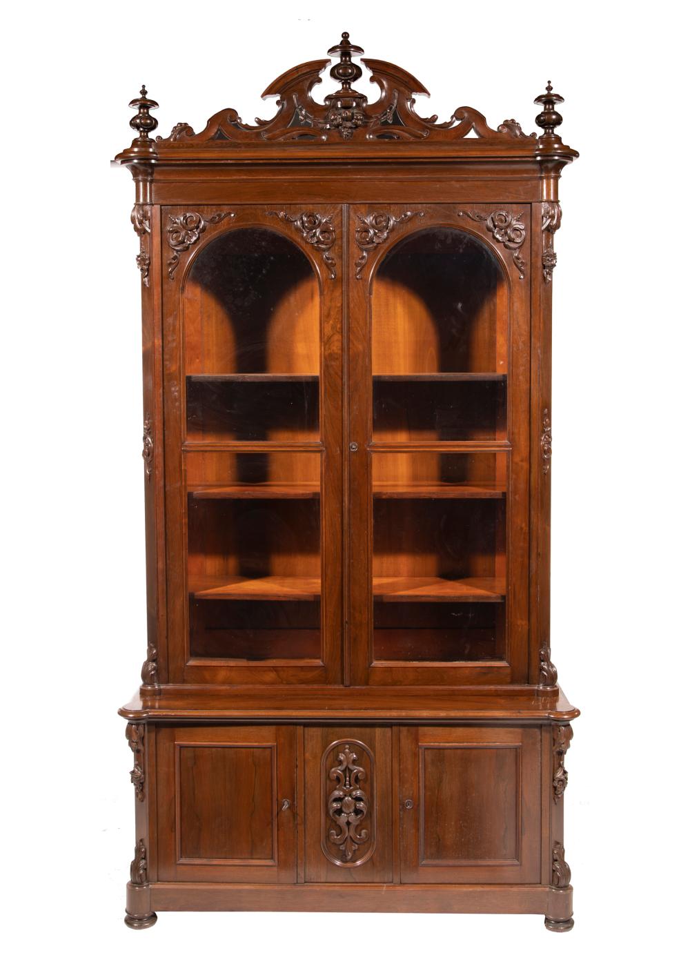 ROSEWOOD BOOKCASE, STENCILED "E.W.