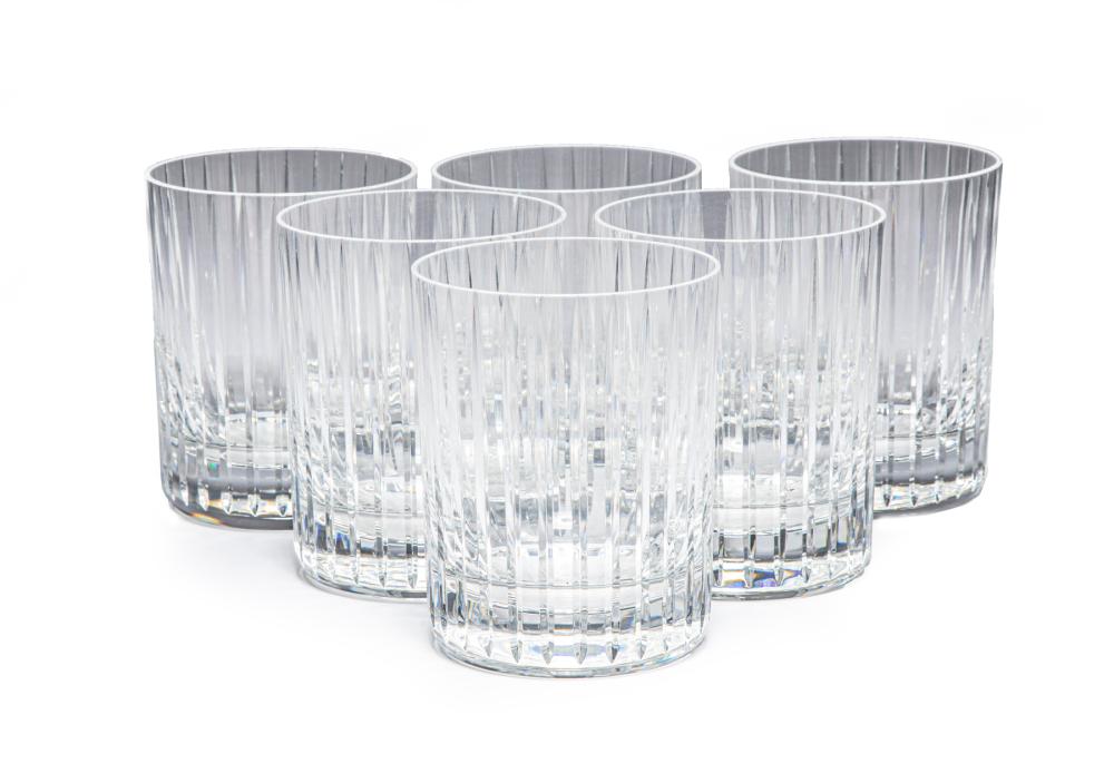 SIX EXTRA LARGE BACCARAT CRYSTAL