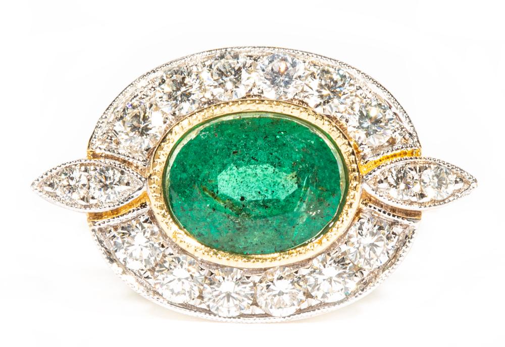 18 KT. YELLOW GOLD, EMERALD AND