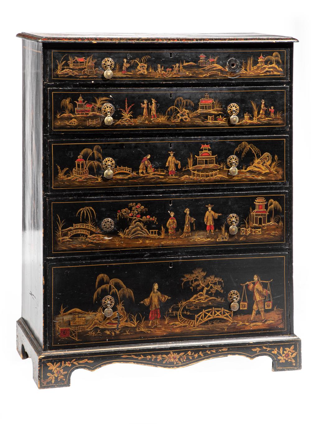 ENGLISH CHINOISERIE BLACK LACQUERED 2e325c