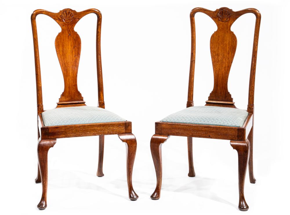 PAIR OF QUEEN ANNE STYLE OAK SIDE 2e325e