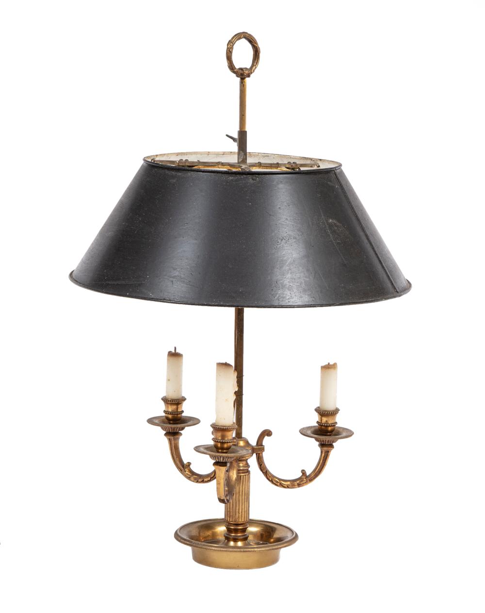 FRENCH THREE LIGHT BOUILLOTTE LAMPFrench 2e32de