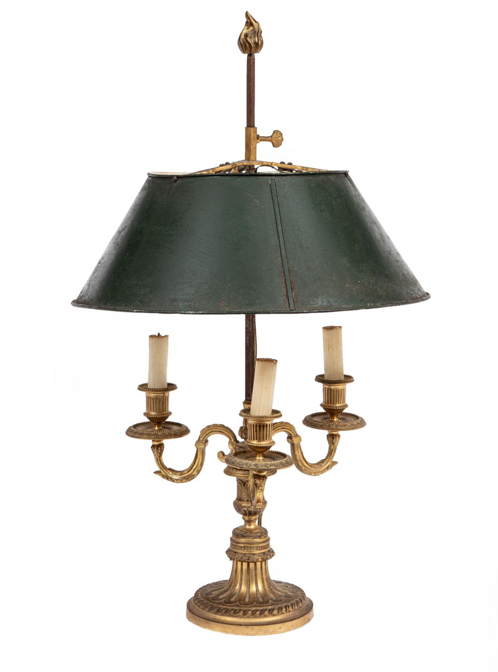 FRENCH THREE LIGHT BOUILLOTTE LAMPFrench 2e32df