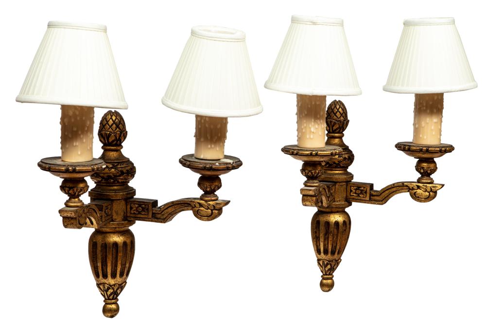 PAIR OF CONTINENTAL GILTWOOD TWO LIGHT 2e32e5