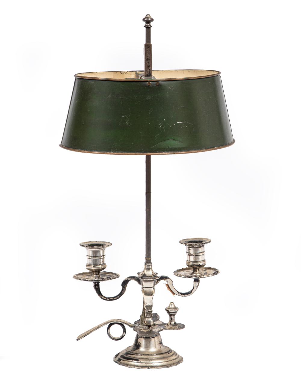 FRENCH SILVERPLATE TWO-LIGHT BOUILLOTTE
