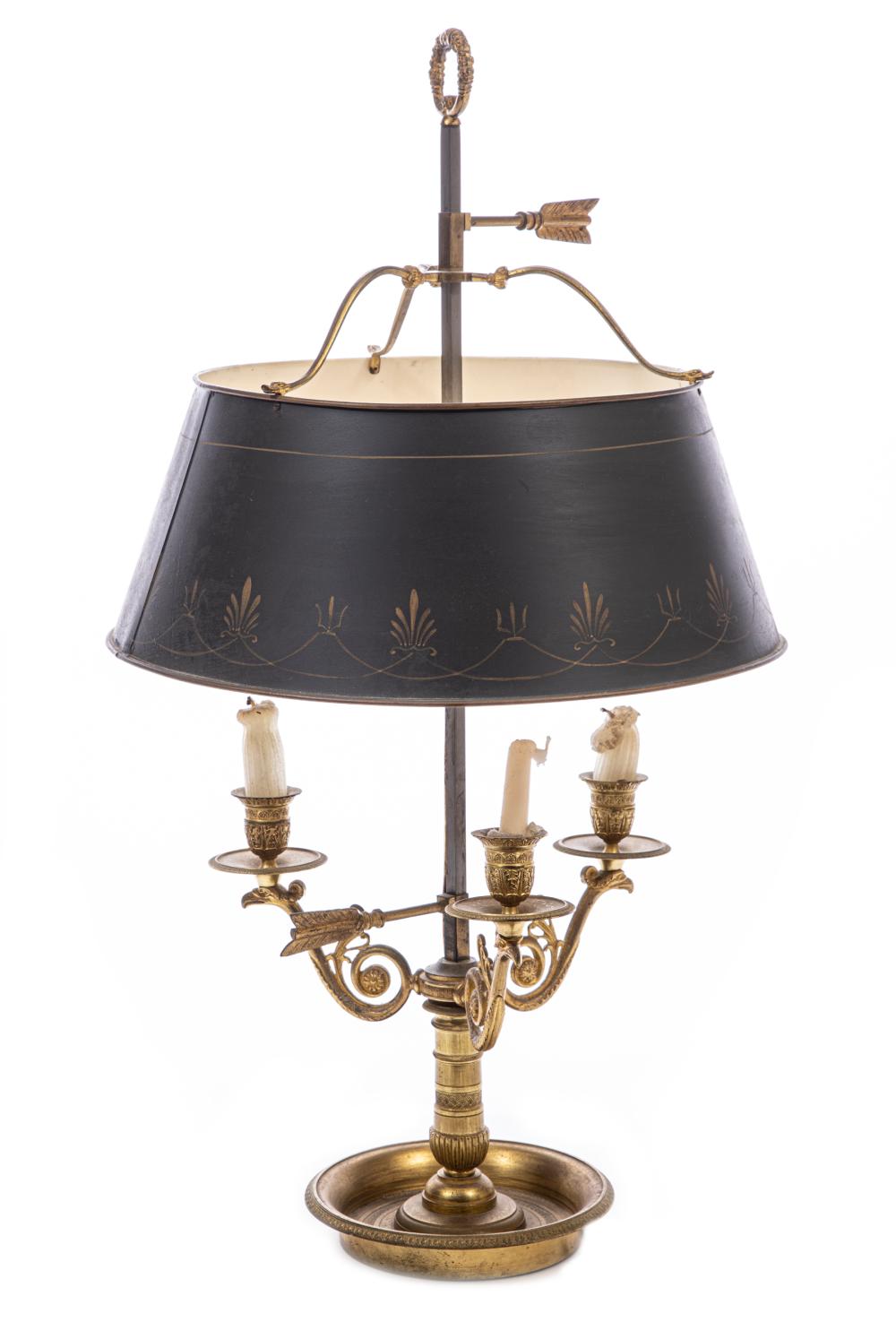 FRENCH THREE LIGHT BOUILLOTTE LAMPFrench 2e32e3