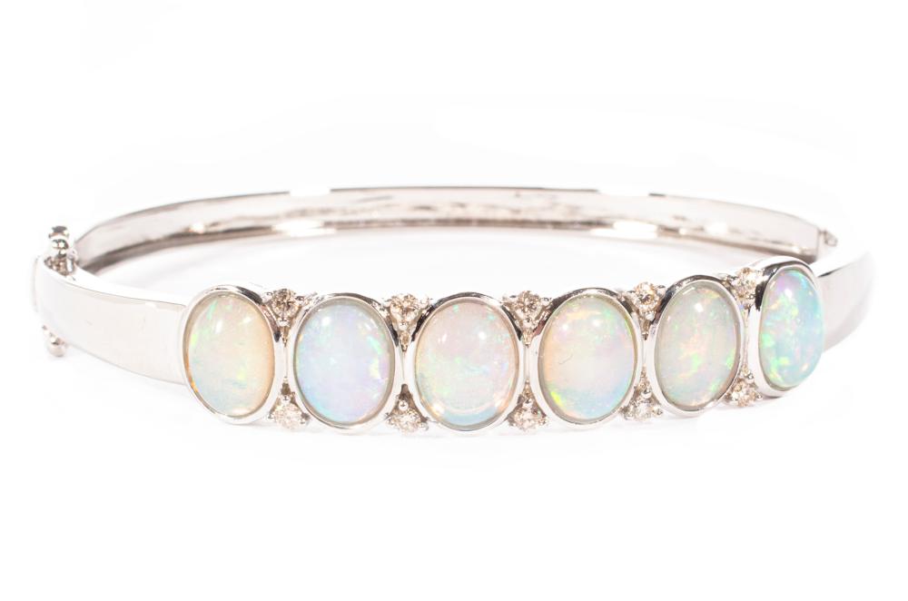 STERLING SILVER, OPAL, DIAMOND