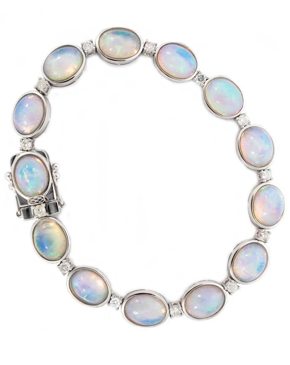 STERLING SILVER OPAL AND DIAMOND 2e3314