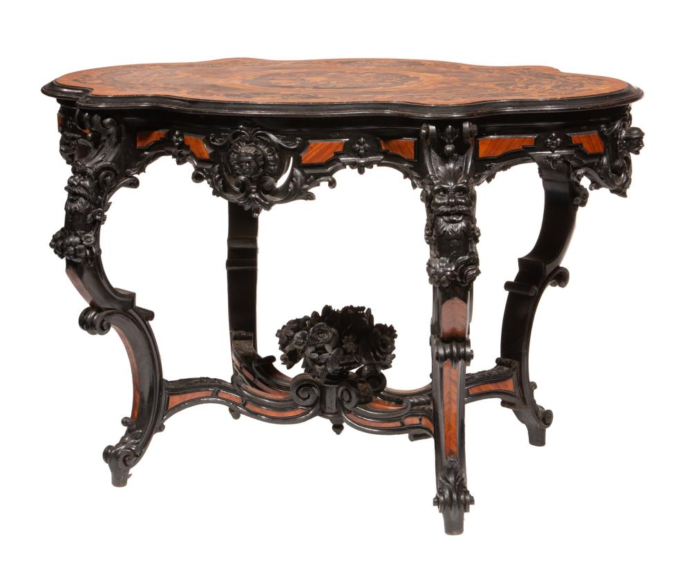 WALNUT MARQUETRY CENTER TABLE  2e3342