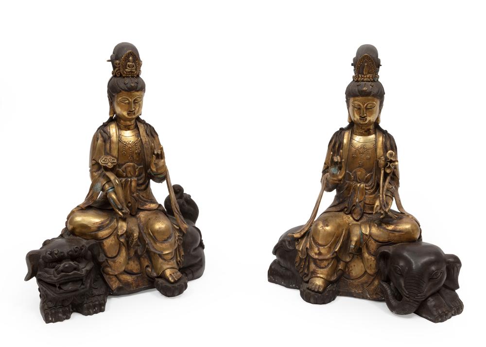 CHINESE GILT AND PATINATED BRONZE