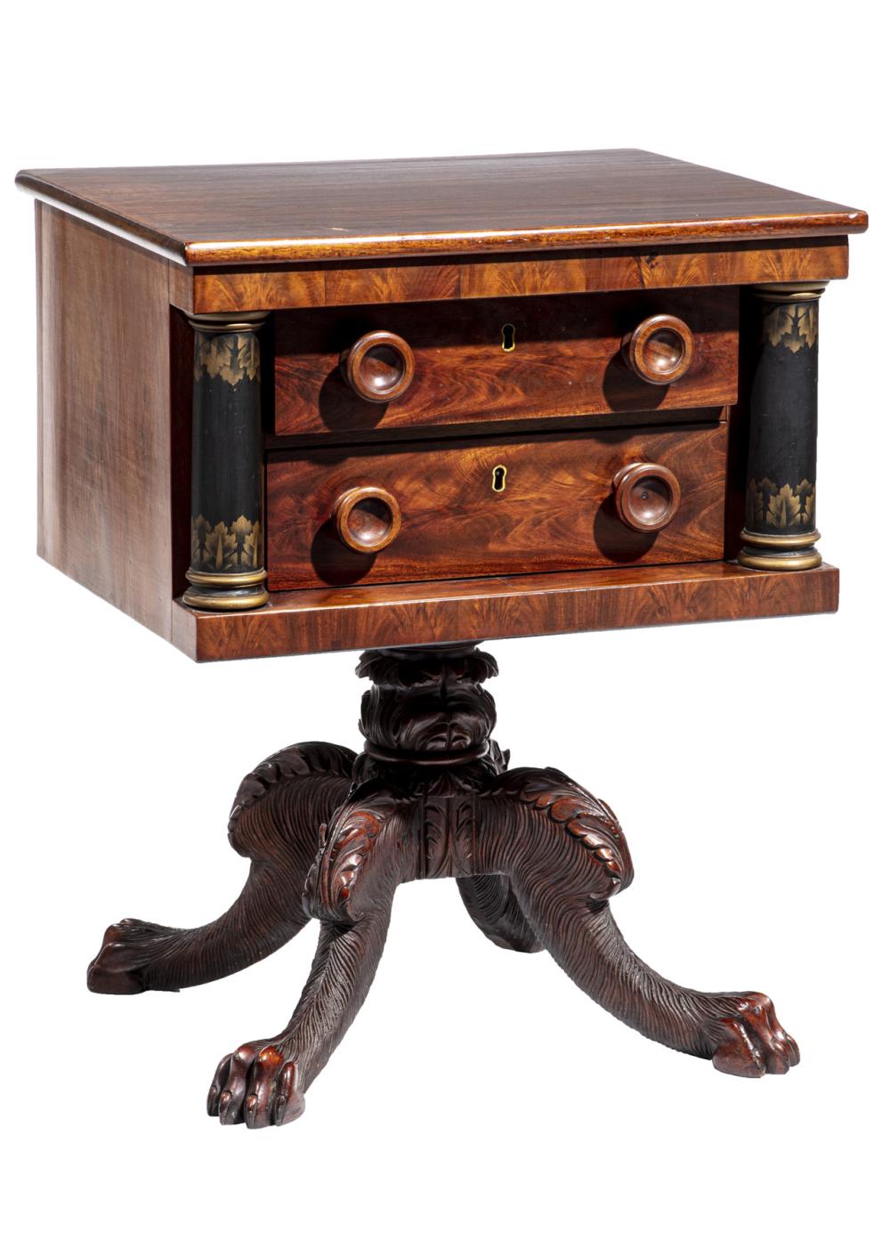 EBONIZED, GILT-STENCILED MAHOGANY WORK