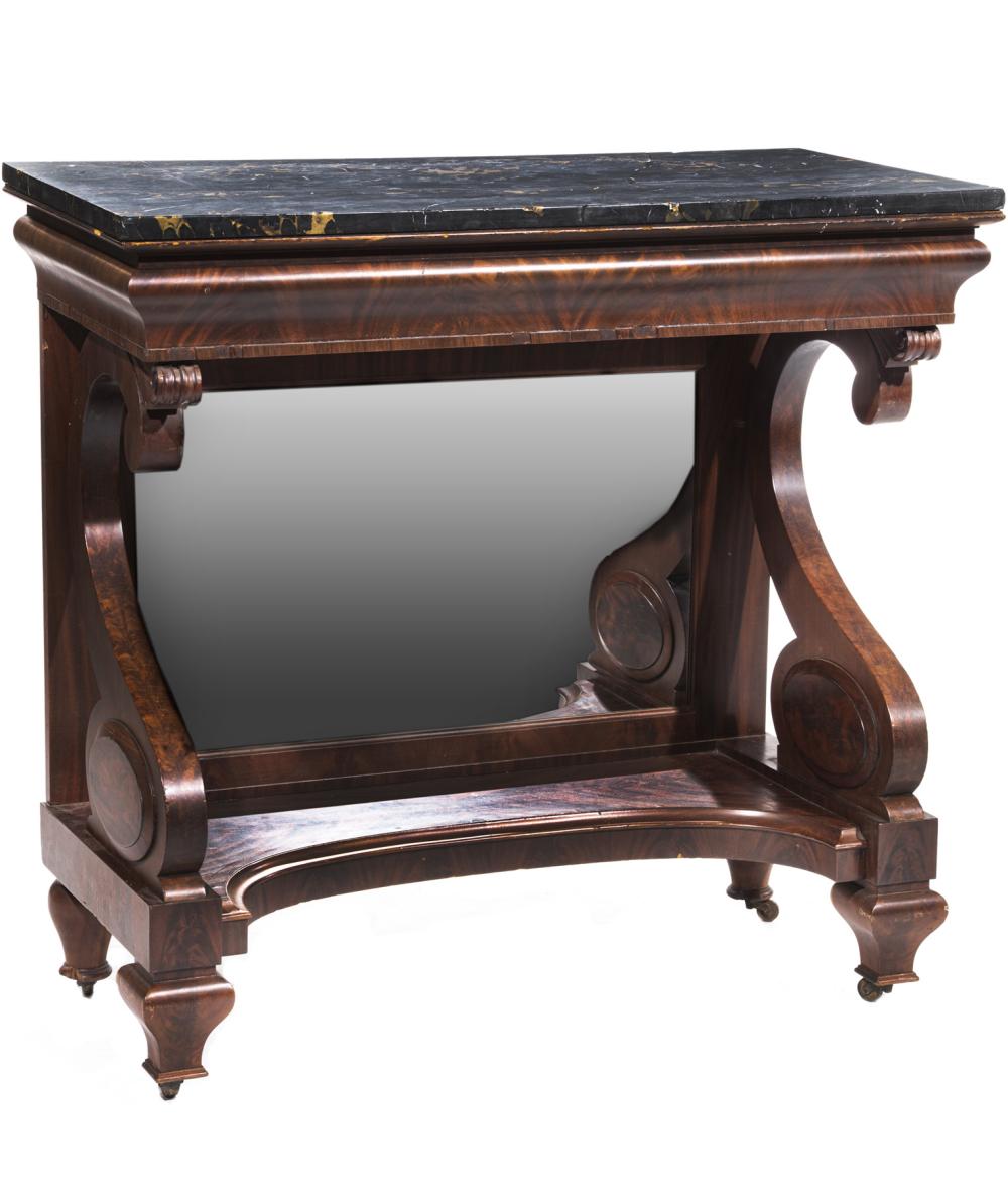 LATE CLASSICAL CARVED MAHOGANY