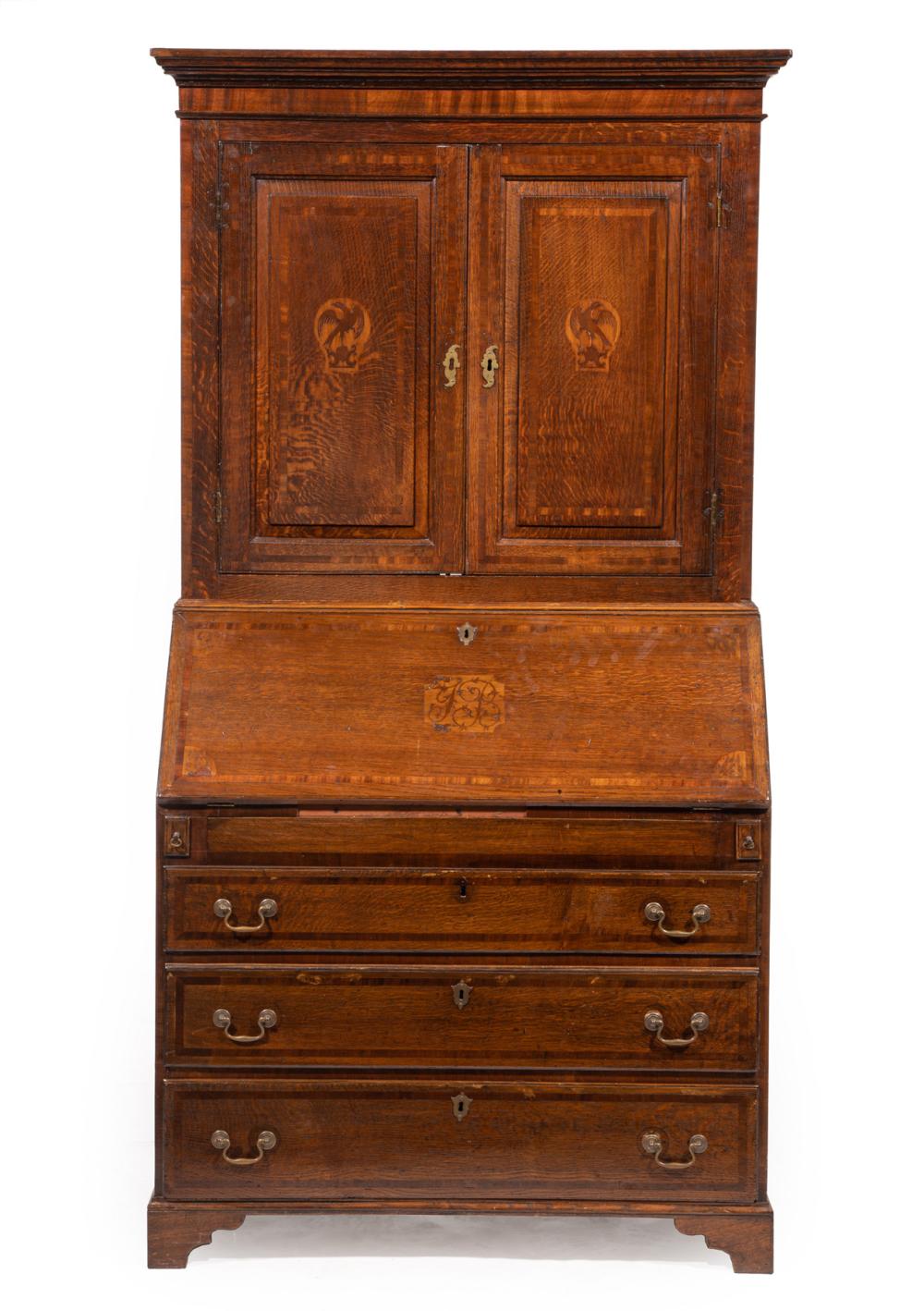 GEORGIAN INLAID WALNUT SECRETARY 2e33c3