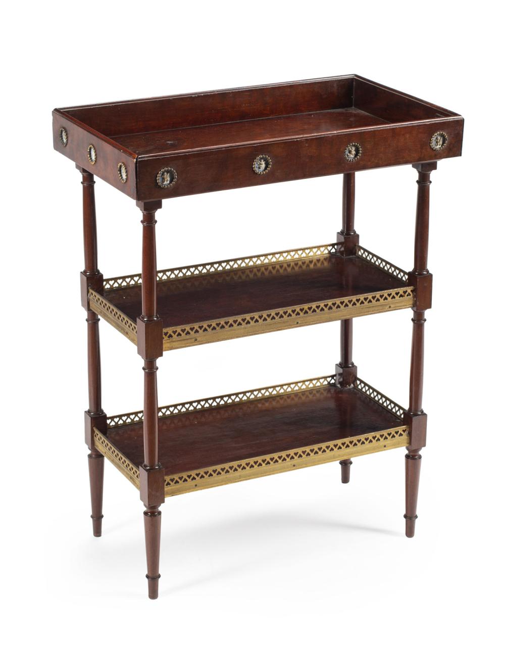 BRASS MOUNTED MAHOGANY THREE TIER 2e3421