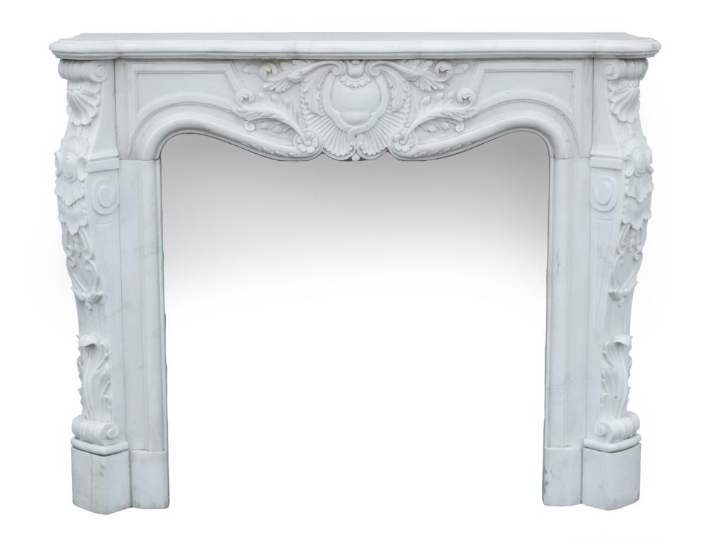 LOUIS XV STYLE CARRARA MARBLE FIREPLACE 2e3440