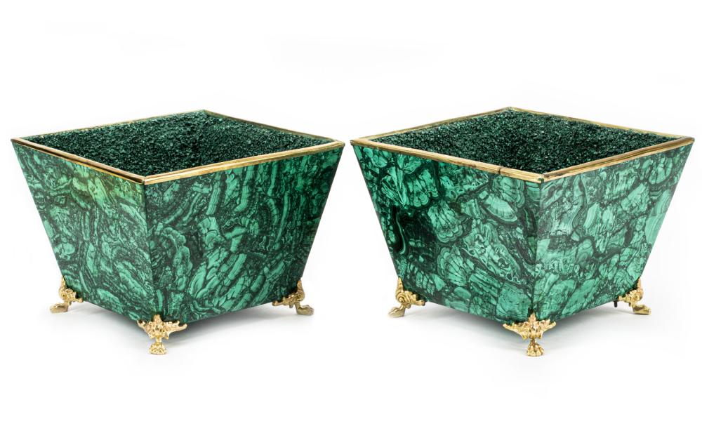 PAIR OF BRONZE MOUNTED MALACHITE 2e3450