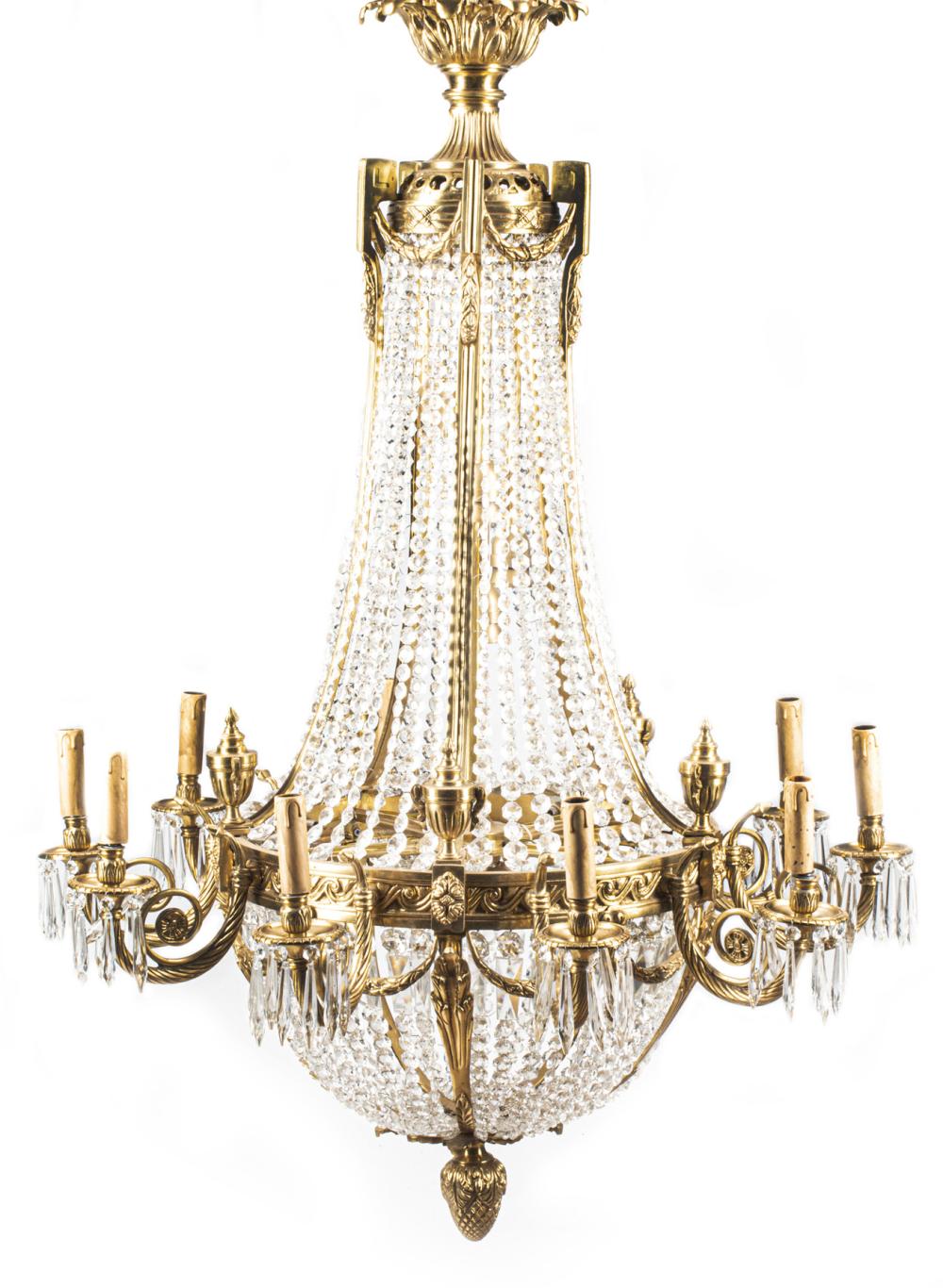 FRENCH BRONZE AND CRYSTAL TEN-LIGHT