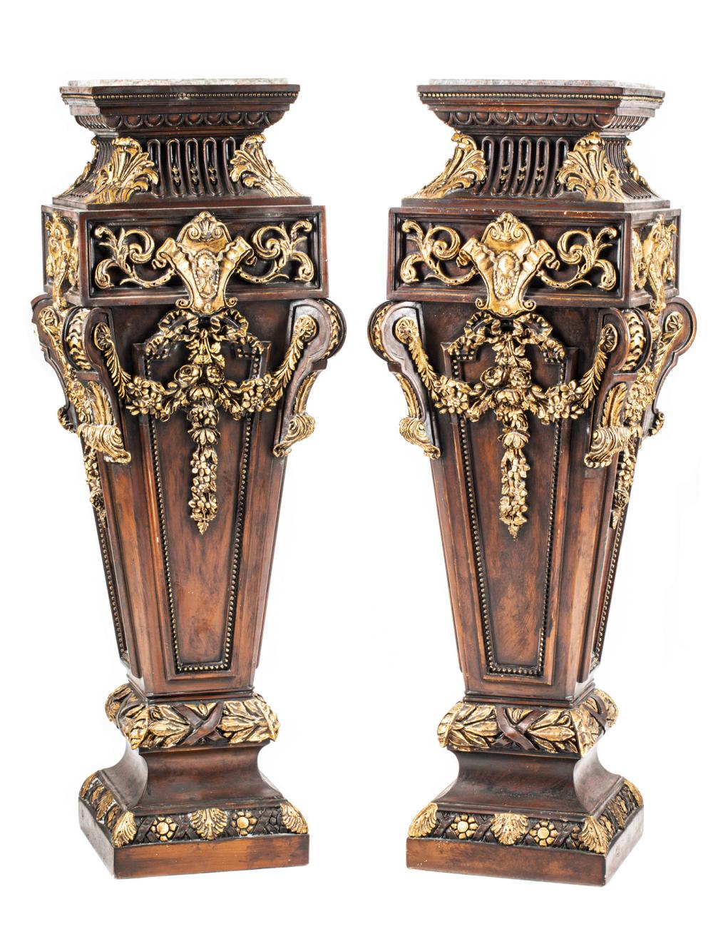 PAIR FRENCH CARVED AND PARCEL GILTWOOD