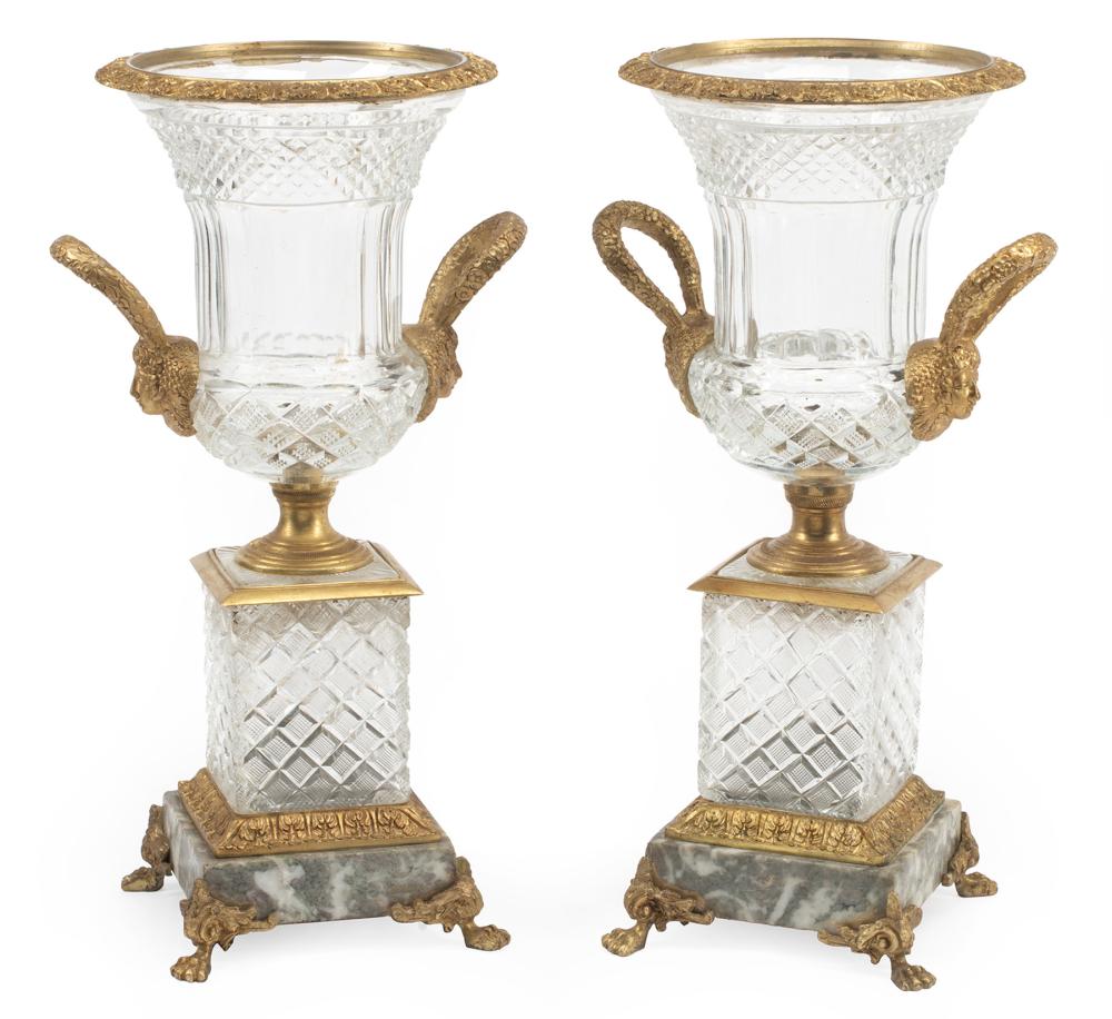 PAIR OF BRONZE-MOUNTED CRYSTAL