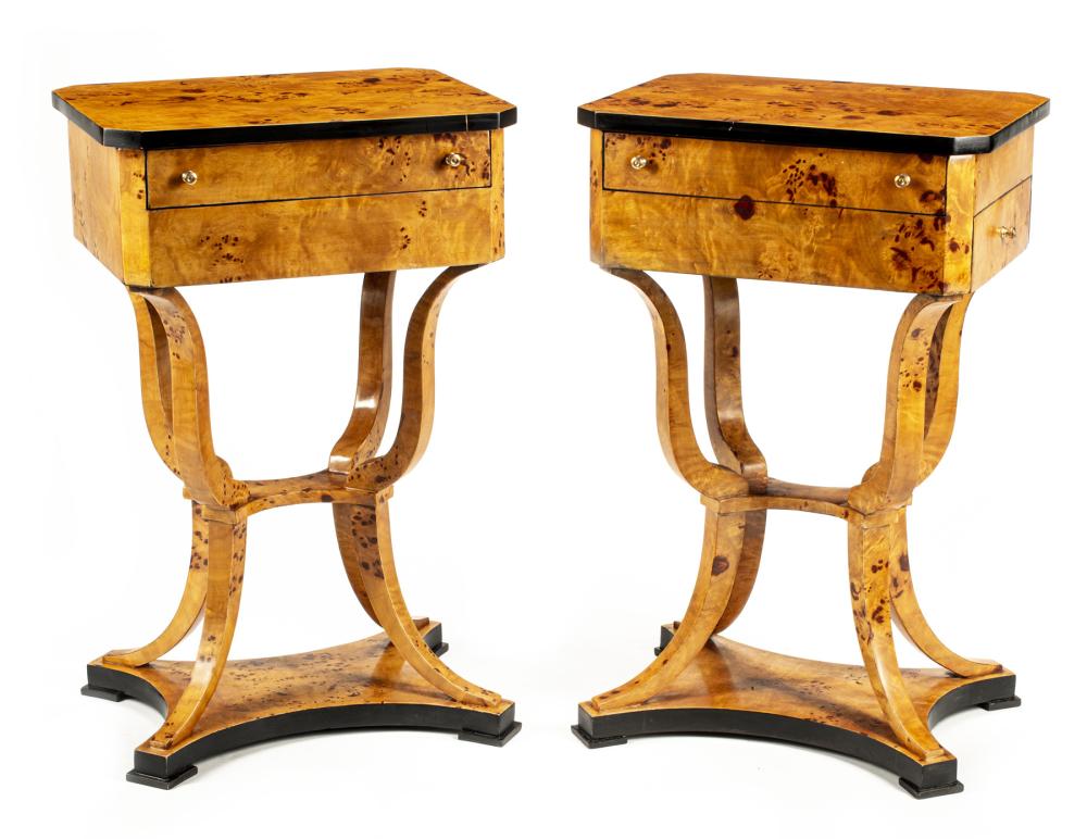 PAIR PARCEL EBONIZED BURLWOOD WORK 2e3499