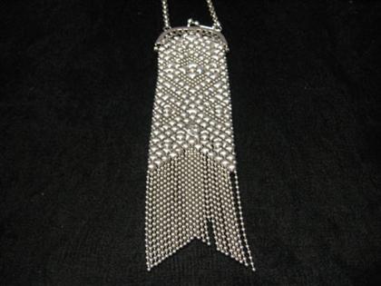 Silver colored mesh purse Stamped 49edd