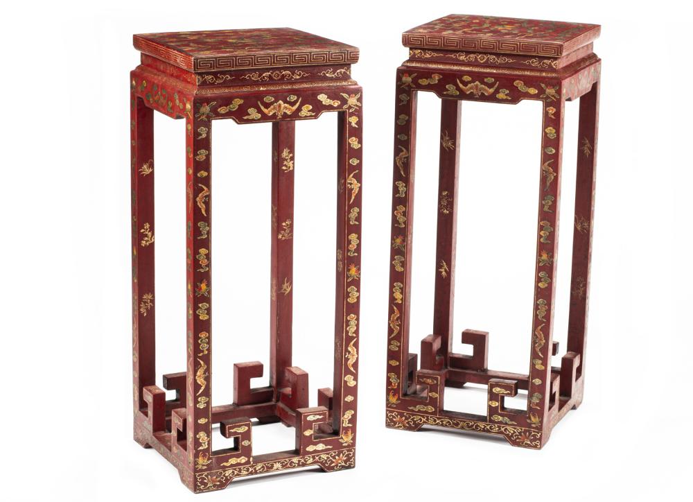 DECORATIVE PAIR CHINESE RED LACQUER 2e34b3