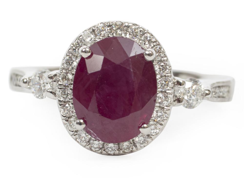 PLATINUM RUBY AND DIAMOND RINGPlatinum  2e34bb