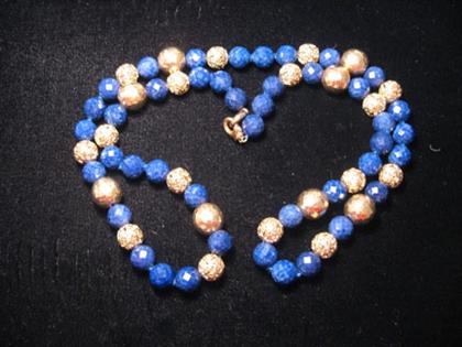 Lapis and gold bead necklace  