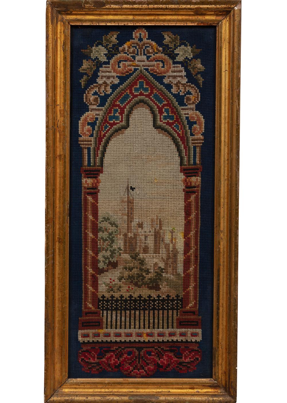 NEEDLEPOINT OF A LANCET WINDOW WITH