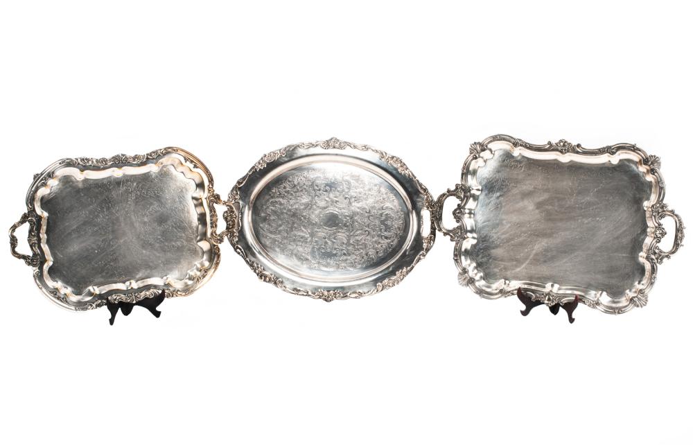 THREE LARGE AMERICAN SILVERPLATE