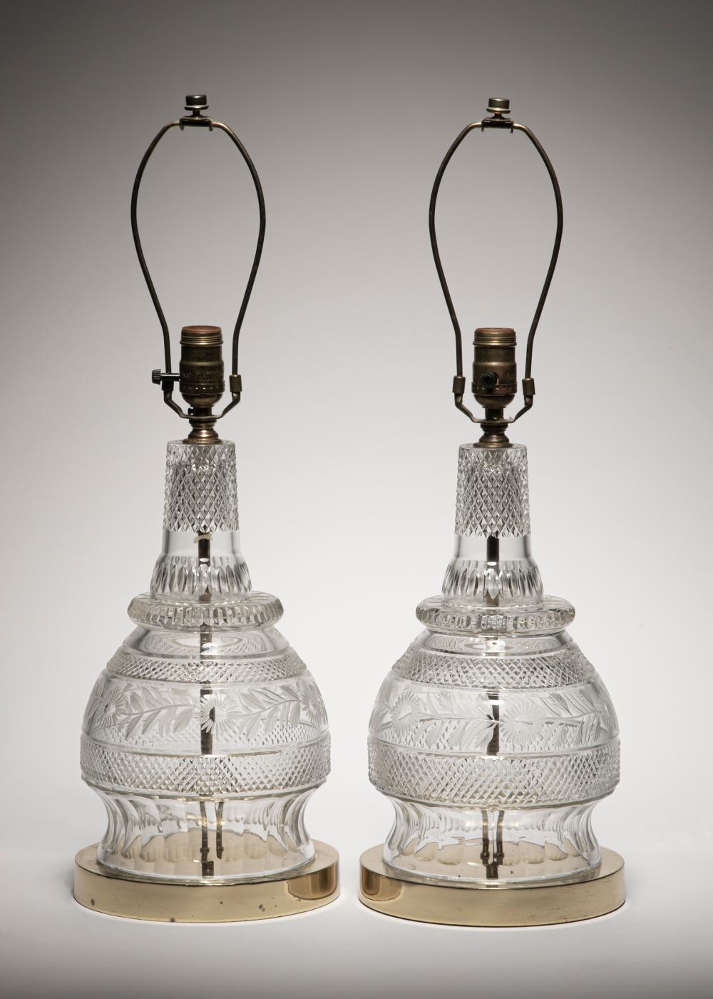 PAIR OF AMERICAN CUT GLASS LAMPSPair