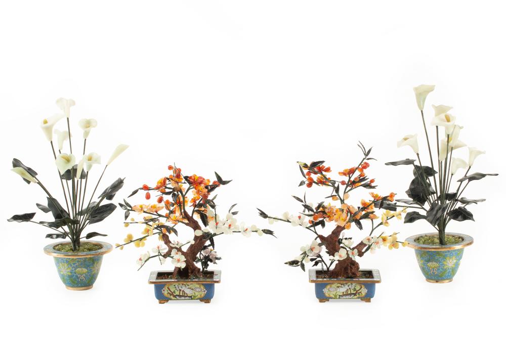 TWO PAIRS CHINESE HARDSTONE TREES 2e35bd