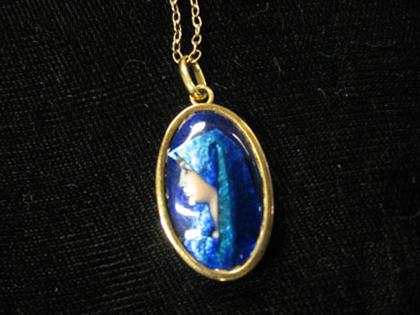Lady's enamel and yellow gold pendant,