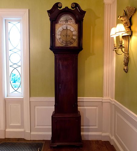 GEORGE III MAHOGANY TALL CASE CLOCK,