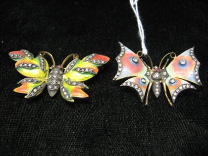 Two enameled butterfly pins with 49f64