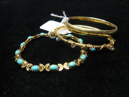 Three yellow gold bracelets   