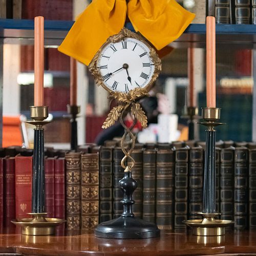 ASSEMBLED CLOCK AND CANDLESTICK