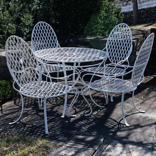 PAINTED FAUX BOIS CAST IRON TABLE