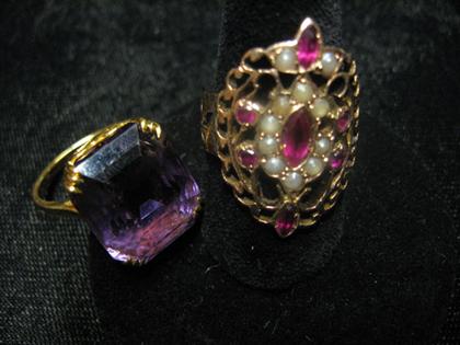 Two gem set gold rings    10 karat